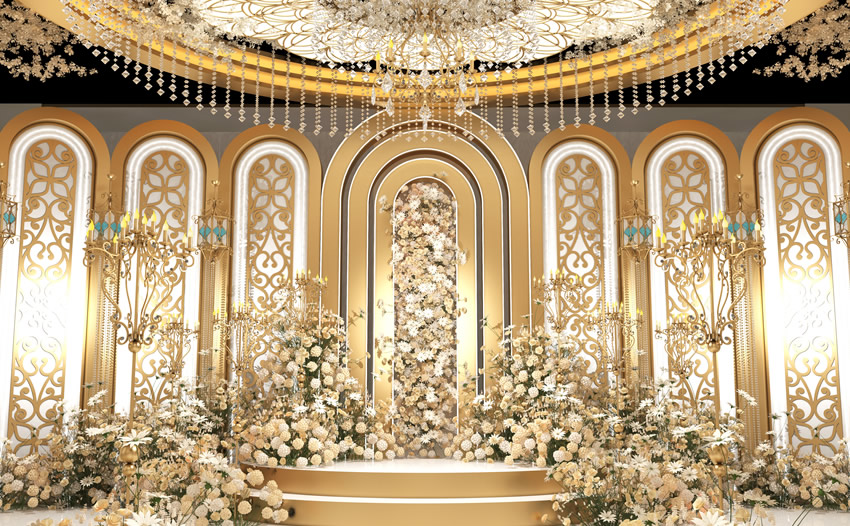 漾濞香槟色调婚礼堂效果展示